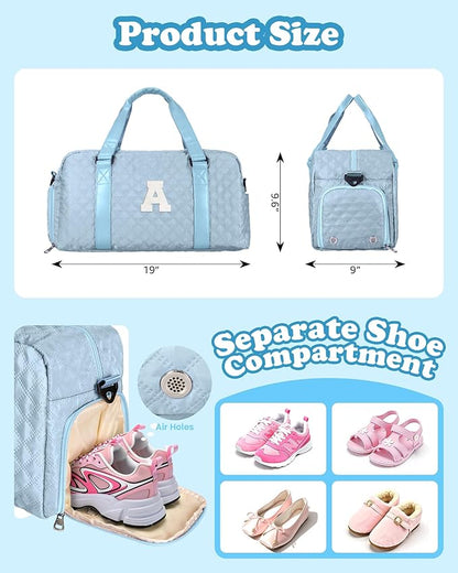 Carry on Bag Girls, Birthday Gifts Teen Girl Gift, Initial Travel Duffel Bag, Overnight Bag Girlfriend Birthday Kids Gifts, Gifts for Women, Mom, Sister, Teacher, Teen Girls