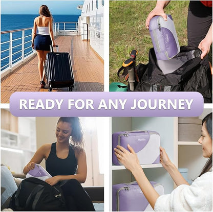 8 Set Packing Cubes for Travel, Anti-Tearing Suitcase Organizer for Luggage with Shoe & Hanging Toiletry Bag,Gifts for Women Mom,OlarHike Vacation Essentials & Accessories for Cruise Ship,Lavender