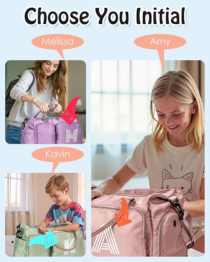 Gifts Teen Girl Gift, Initial Travel Duffle Bag, Duffel Bags, Personalized Weekender bags, Lilac purple-E