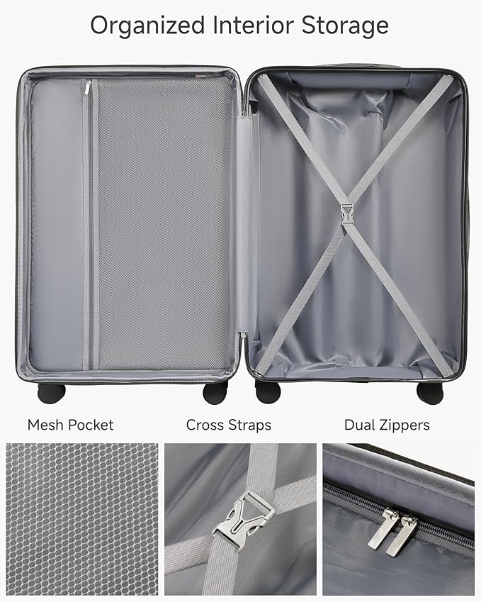 Luggage Sets 5 Piece, H1F Hardside Suitcase With Wheels - Spinner Wheels, TSA Lock, Includes Tote Bag（FX-Lite,Beige,5 Piece Sets）