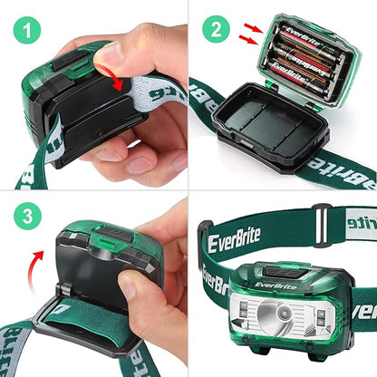 EverBrite Headlamp, 2 Pack Kids Headlamp with Red Light and Memory Function, Head Lamp for Adults and Kids with 5 Modes, Bright Headlamps for Camping, Running, Christmas Gifts, Batteries Included