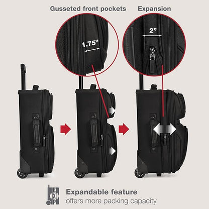 U.S. Traveler Rio Lightweight Softside Rolling Carry-on Suitcase, 2-Wheel Set, Black