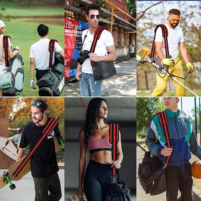 ZINZ 60" Universal Strap with Ultra-thick Fixed Breathable Pad - Adjustable Heavy-duty Shoulder Strap for Laptop, Crossbody Luggage, Gym Bag, Camera Bag and More - TW01B02