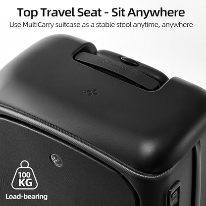 Hang Safe Checked Luggage 24 inch,PC Hard Shell Lightweight Zipperless Suitcases,360° Spinner Wheels,TSA Locks USB Charging Port,Top Travel Seat,Checked-Medium 80L Grey
