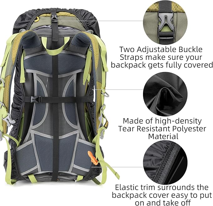 Backpack rain cover, waterproof backpack rain cover, suitable for 30L-70L backpacks, reinforced cross buckle, 2000mm waterproof level，Black (XL)