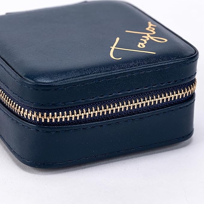 Angelina's Palace Personalized Jewelry Case with Name Engraved,Custom Leather Travel Jewelry Organizer Box for Rings,Earrings,Necklaces,Birthday Bridesmaid Gift For Women