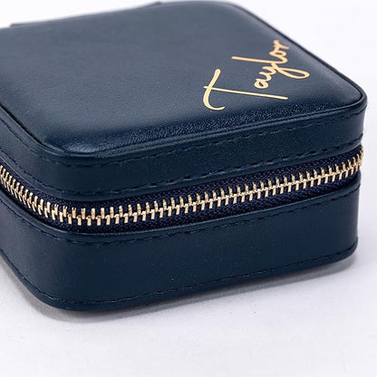 Angelina's Palace Personalized Jewelry Case with Name Engraved,Custom Leather Travel Jewelry Organizer Box for Rings,Earrings,Necklaces,Birthday Bridesmaid Gift For Women