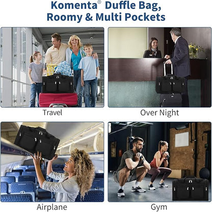 20 inch Gym Bag for Men, 40L Sports Duffle Bag with side pockets durable Weekend Overnight Bag for Travel, Workout, Fitness (Black)