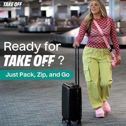 Take OFF Luggage Personal Item 3.0 – 18x14x8 Underseat Carry On with Removable Wheels – TSA Lock, Hardshell Suitcase – Fits Tight Airline Size Rules – No-Fee Lightweight Travel Bag
