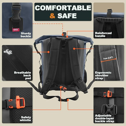 Waterproof Backpack Dry Bag 35L/55L/85L – Heavy Duty Roll-Top Hiking Backpack Sack Keeps Gear Dry for Travel, Kayaking, Boating, Camping, Rafting and Fishing