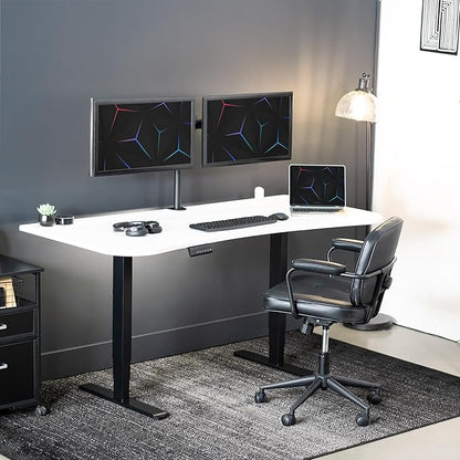 VIVO Electric 63 x 32 in Dual Motor Standing Desk, Memory Height Adjustment, 2B Series, White Top Black Frame, DESK-KIT-2B1W