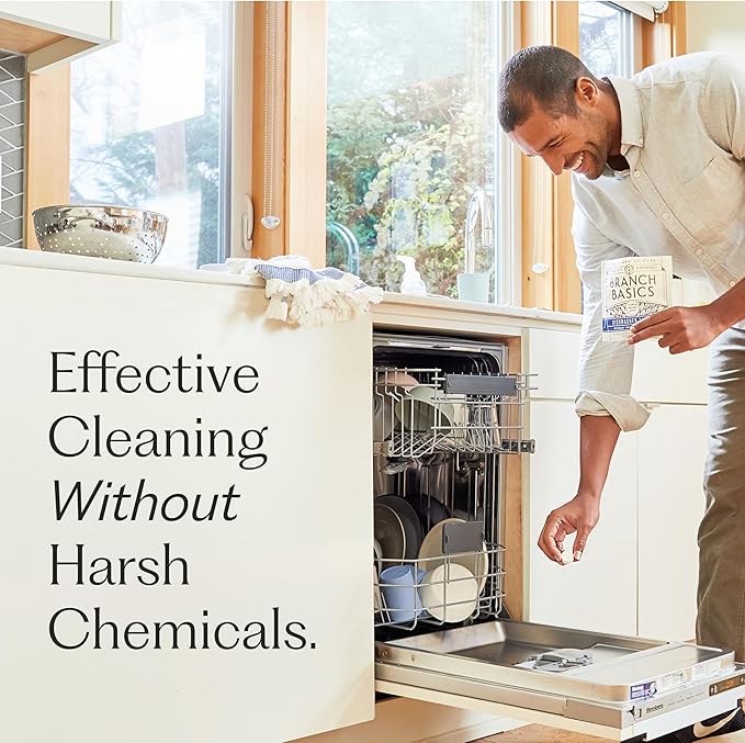 Branch Basics Dishwasher Tablets – 40 Ct, 3 Pack | Plastic-Free, Fragrance-Free, Human-Safe | Delivers a Powerful Clean Without Harsh Chemicals