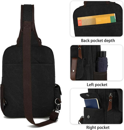 Vintage Messenger Bag, Canvas Backpack for Travel, Men's Shoulder Bag, Dual-use Bag for Hand Carry and Crossbody Carry