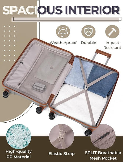 Luggage Sets 5 Piece,Lightweight,Impact-Resistant,Wear-Resistant Suitcases with Wheels, Hardshell Suitcase Set with Spinner Wheels, PP Carry on Luggage Set with TSA Lock, Travel Luggage