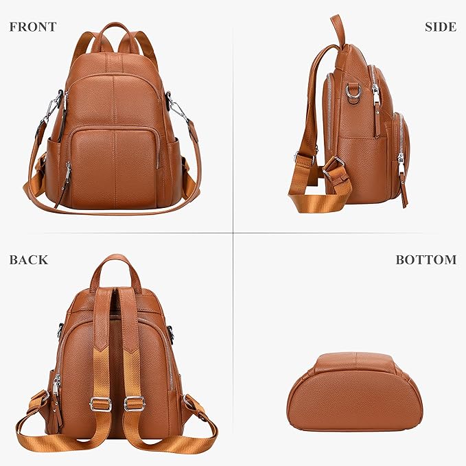 ALTOSY Soft Leather Backpack Purse For Women -theft Backpacks Versatile Shoulder Bag（S81 Brown）