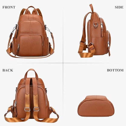 ALTOSY Soft Leather Backpack Purse For Women -theft Backpacks Versatile Shoulder Bag（S81 Brown）
