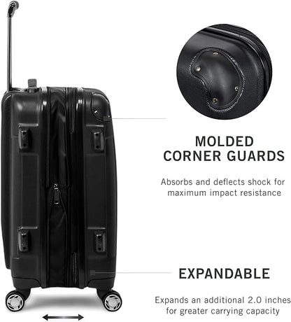 Kenneth Cole REACTION Renegade Luggage Expandable 8-Wheel Spinner Lightweight Hardside Suitcase, Black, 28-Inch Checked