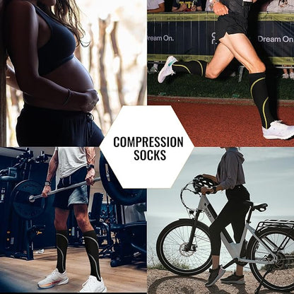 Compression Socks for Women Men Circulation Knee High 8 Pairs for Nurses, Running, Travel, Athletic