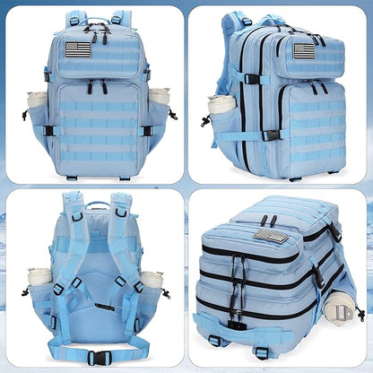 45L Tactical Assault Backpack 3 day assault pack with Molle Waterproof backpack Rucksack for Tactical Backpacks (Light blue)