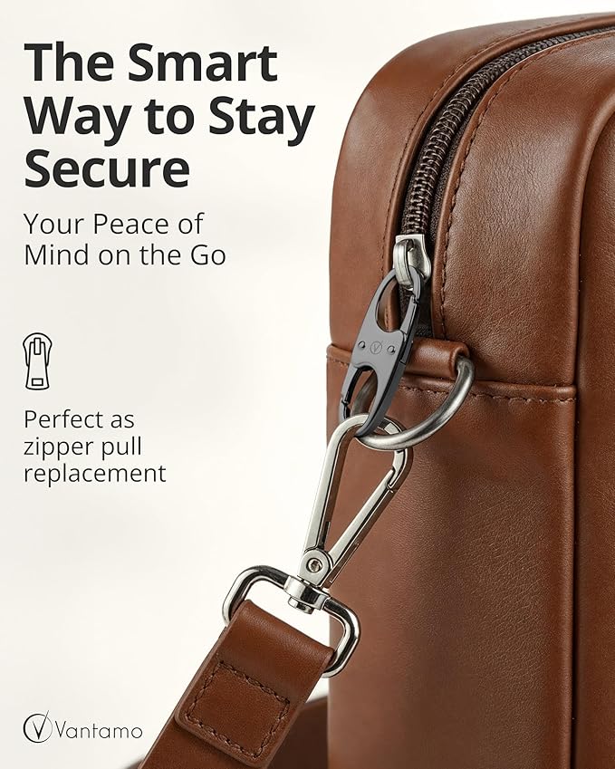 Vantamo Premium 4 Zipper Clips Anti Theft for Backpack, Luggage & Purse, Pull Replacement Zipper Locks, Purse Clip for Travel
