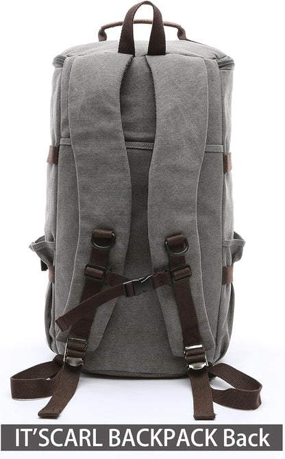 IT'SCARL Mens backpack, Large backpack for travel, Carry-on, canvas bag, 17 inch computer waterproof back pack(grey)