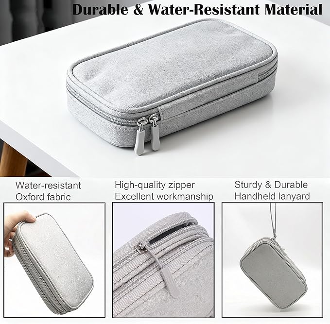 Travel Cable Organizer Tech Pouch: Portable Double Layers Cord Organizer Bag, Waterproof Travel Case Storage Bag for Cord, Charger, Earphone, USB Disk, Electronic Accessories, Travel Essentials