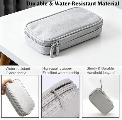 Travel Cable Organizer Tech Pouch: Portable Double Layers Cord Organizer Bag, Waterproof Travel Case Storage Bag for Cord, Charger, Earphone, USB Disk, Electronic Accessories, Travel Essentials