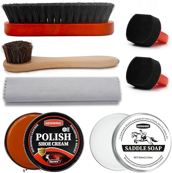Black Brown Shoe Polish Kit Saddle Soap Mink Oil Leather Boot Shoe Shine Kit Conditioner Cream Wax Care Clearner Set