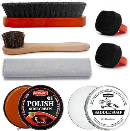 Black Brown Shoe Polish Kit Saddle Soap Mink Oil Leather Boot Shoe Shine Kit Conditioner Cream Wax Care Clearner Set