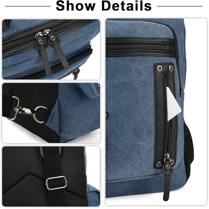Vintage Messenger Bag, Canvas Backpack for Travel, Men's Shoulder Bag, Dual-use Bag for Hand Carry and Crossbody Carry