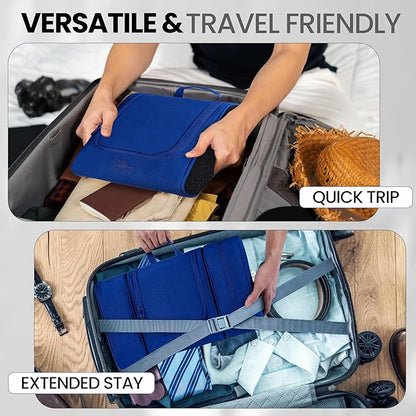 Travel Toiletry Bag for Women and Men - Hanging Cosmetic Travel Bag w/ 3 Detachable Organizer, Durable Hygiene Bag, Hanging Toiletry Bag Men or Makeup Case for Skincare - Royal Blue
