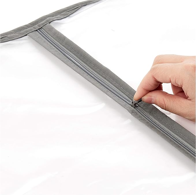Amazon Basics Zippered Peva Garment Storage Bag, 5-Pack, White