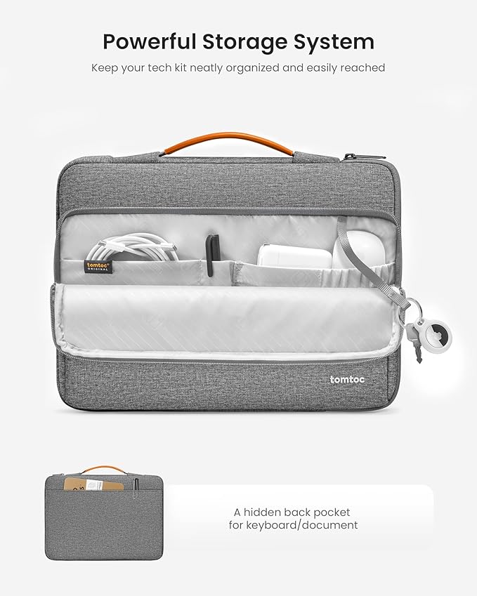 tomtoc 360 Protective Laptop Carrying Case compatible with 14-inch MacBook Pro M5/M4/M3/M2/M1 Pro/Max A3434 A3112 A3401 A3185 2025-2021, 12.9-13 Inch iPad Pro/Air, Water-Resistant Accessory Sleeve Bag