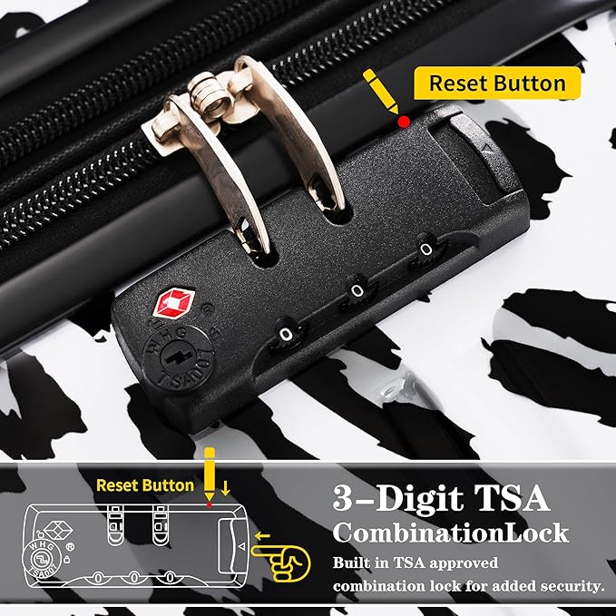 Luggage Sets 3 Piece Durable Suitcase Set with Spinner Wheels, 3 Pcs Hardside Lightweight luggage with TSA Lock, Large Checked Travel Suitcases