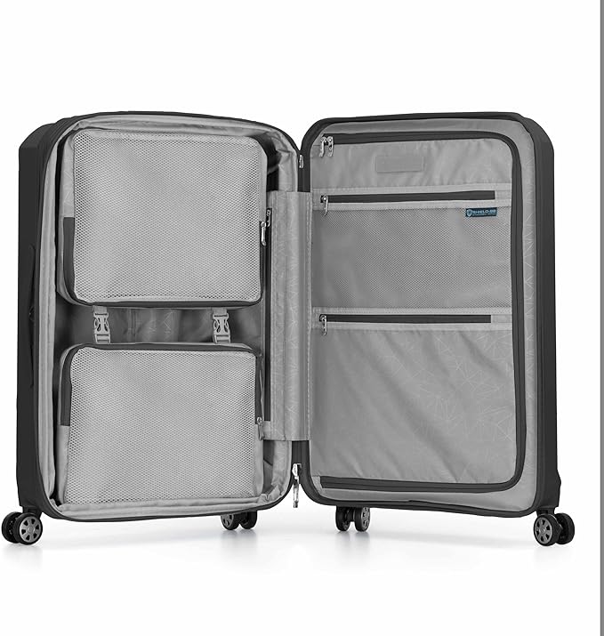 Traveler's Choice Pagosa Indestructible Hardshell Expandable Spinner Luggage, Black, 26-Inch Medium