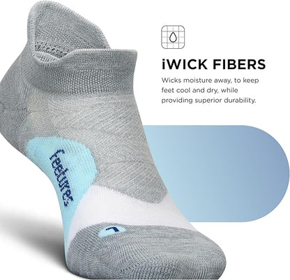 Feetures Elite Light Cushion No Show Tab Athletic Ankle Socks - Sport Sock with Targeted Compression