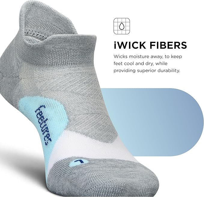 Feetures Elite Light Cushion No Show Tab Athletic Ankle Socks - Sport Sock with Targeted Compression