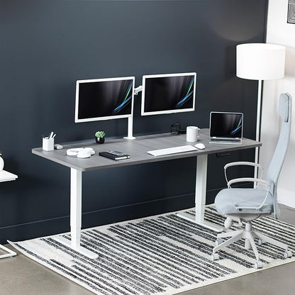 VIVO Electric 71 x 30 in Dual Motor Sit Stand Desk, Memory Height Adjustment, 2B Series, Dark Gray Top White Frame, DESK-KIT-2W7G