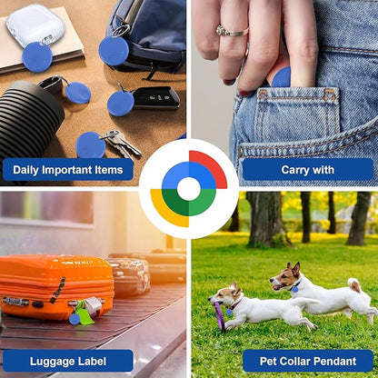 Smart Tags-4 Pack for Android Tracker Tags, Bluetooth Tracker, Work with Google's Find Hub App, Item Finder for Keys, Item Locator for Wallet, Suitcases (Blue)
