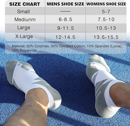 Hylaea No Show Running Athletic Anti-Blister Wicking Coolmax Socks, Seamless Anti-odor