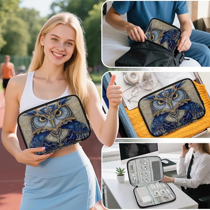 Cable Organizer Ethnic Owl Bird Electronics Travel Organizer Case Tech Accessories Pouch Waterproof Cord Storage Bag for Power Bank Charger Phone Earphone