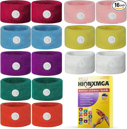 8 Pairs Motion Sickness Bands – Natural Anti Nausea Acupressure Wristbands for Morning & Motion Sickness Relief – Ideal for Car, Cruise & Flight Travel – for Adults and Kids