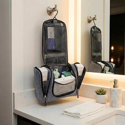 Bago Travel Toiletry Bag for Women and Men - Large Waterproof Hanging Toiletry Bag for Bathroom and Travel Bag for Toiletries Organizer (Snow Black)