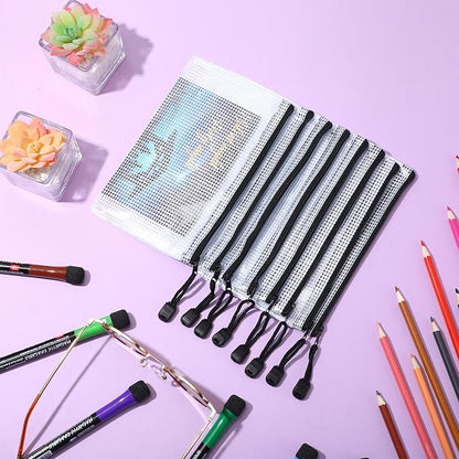 Jetec 32 Pcs Mesh Zipper Bags Toy Storage Bikini Organizer Bag Bolsas Para Guardar Trajes De Bano Waterproof Zipper Reusable Pouch Puzzle Multipurpose for Storage Office(Black,7.5 x 5 Inch)