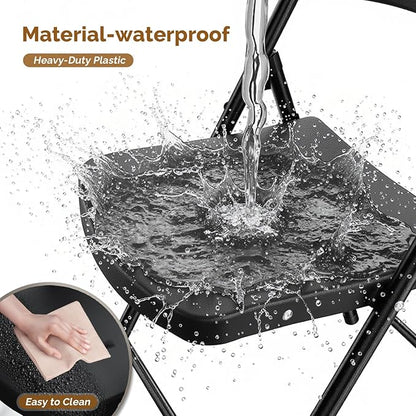 Bonnlo 4-Pack Black Plastic Folding Chairs, Portable Seat with Sturdy Steel Frame for Indoor & Outdoor Use, Perfect for Banquet, Party, Wedding, Office, and Camping