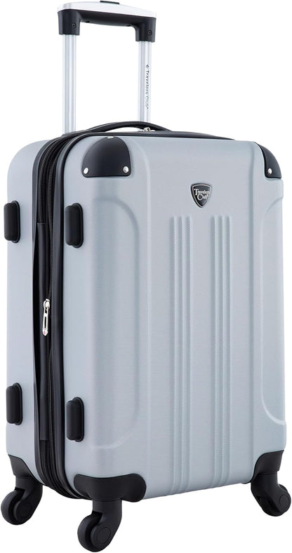 Travelers Club Chicago Hardside Expandable Spinner Luggage, Silver, 20" Carry-On