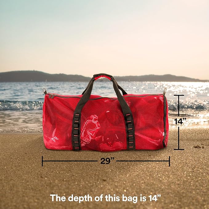 Fitdom 90L Large Mesh Duffle Bag for Scuba Dive or Snorkel Equipment. Best for Water Sports & Beach Activities like Swimming, Diving & Snorkeling. Perfect for Travel, Storage Swim Gym Gears & Balls