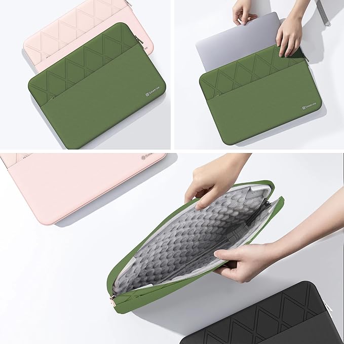 Smatree Laptop Sleeve for 13.3 inch DELL Latitude 5330/5340/5350, DELL Laptop Case with Accessory Pocket, YKK Zipper, Patented Sockproof Design, Green (E411G)