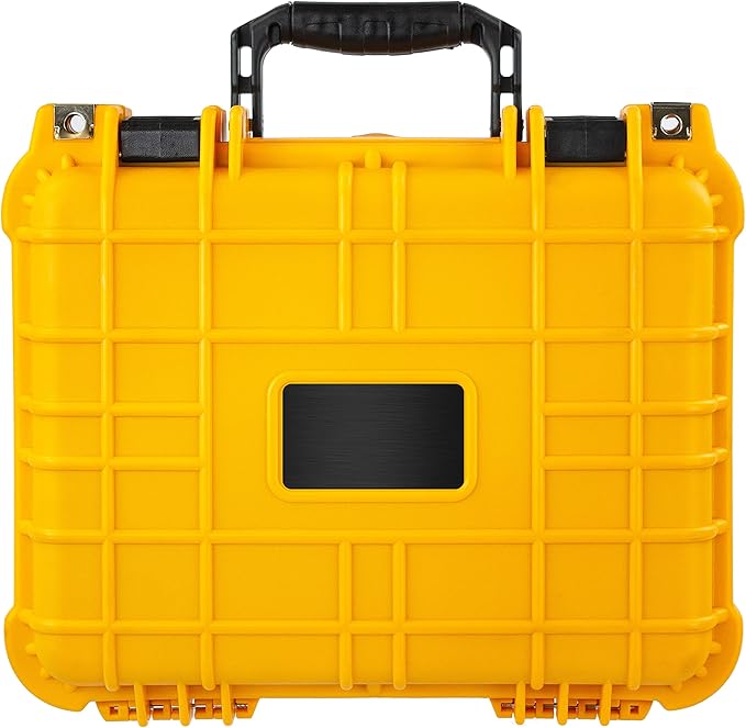 Eylar Protective Gear and Camera Hard Case with Custom Logo Plate, Waterproof & Shockproof w/Foam TSA Approved 13.37 Inch 11.62 Inch 6 Inch (Yellow)