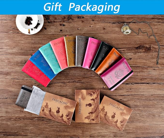 Passport Holder Cover Wallet Travel Essentials RFID Blocking Leather Card Case International Must Haves Travel Accessories for Women Men(101#Coffee Grey)